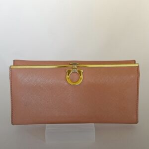 Salvatore Ferragamo Continental Pink Wallet with Gold Accents